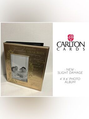 🆕CARLTON CARDS - NEW SLIGHT DAMAGE - GOLD PHOTO ALBUM / BOOK